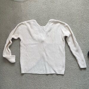 NWT LOFT Tie Bow Open Back Sweater in White